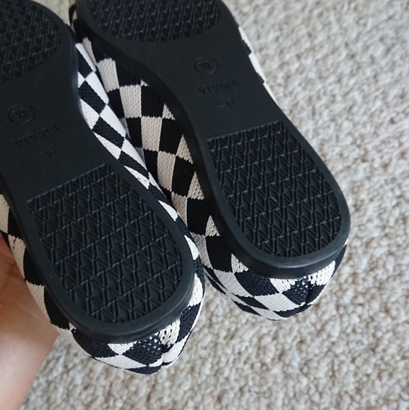 VIVAIA Pointed-Toe Ballet Flats Aria 5° Stretch Knit Checkered Flats size 7.5 - Picture 14 of 15